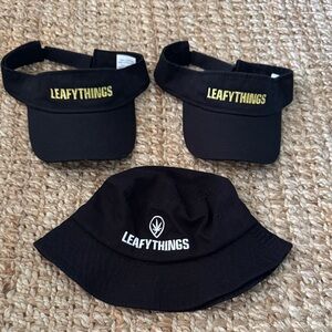 New Black bucket hat black visors leafy things hat Set